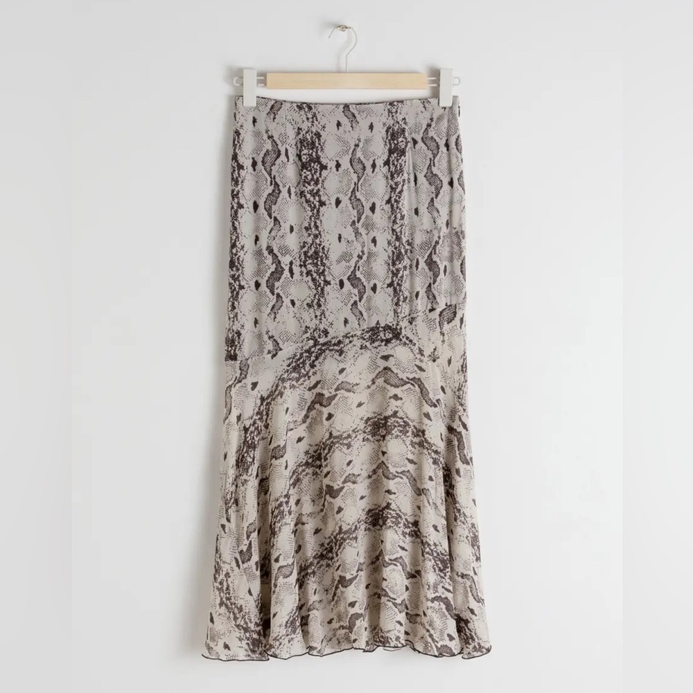 & Other Stories Snakeskin Fit and Flare Skirt, size 2